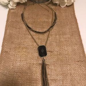 New York and Company Necklace Black/Gold